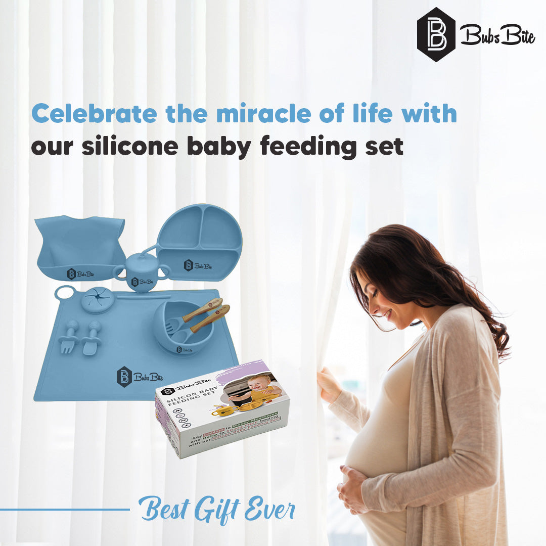 BubsBite Australia | 13 Pcs Starting Solids Silicone Baby Feeding Set | All In One Baby Feeding Essentials Kit - Blue