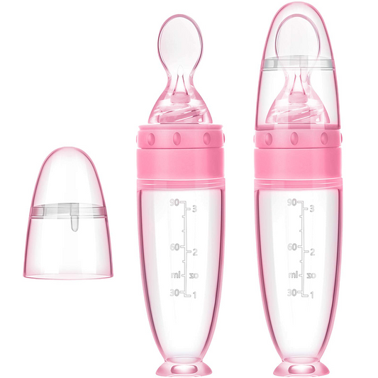 2 Pcs Silicone Baby Food Dispensing Spoon | Pink