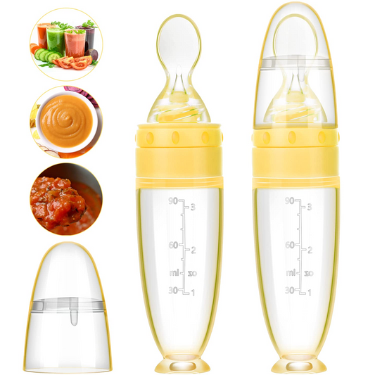 2 Pcs Silicone Baby Food Dispensing Spoon | Yellow