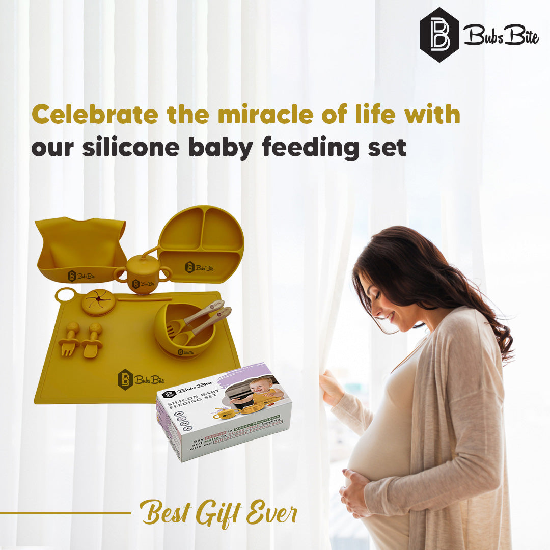 BubsBite Australia | 13 Pcs Starting Solids Silicone Baby Feeding Set | All In One Baby Feeding Essentials Kit - Mustard