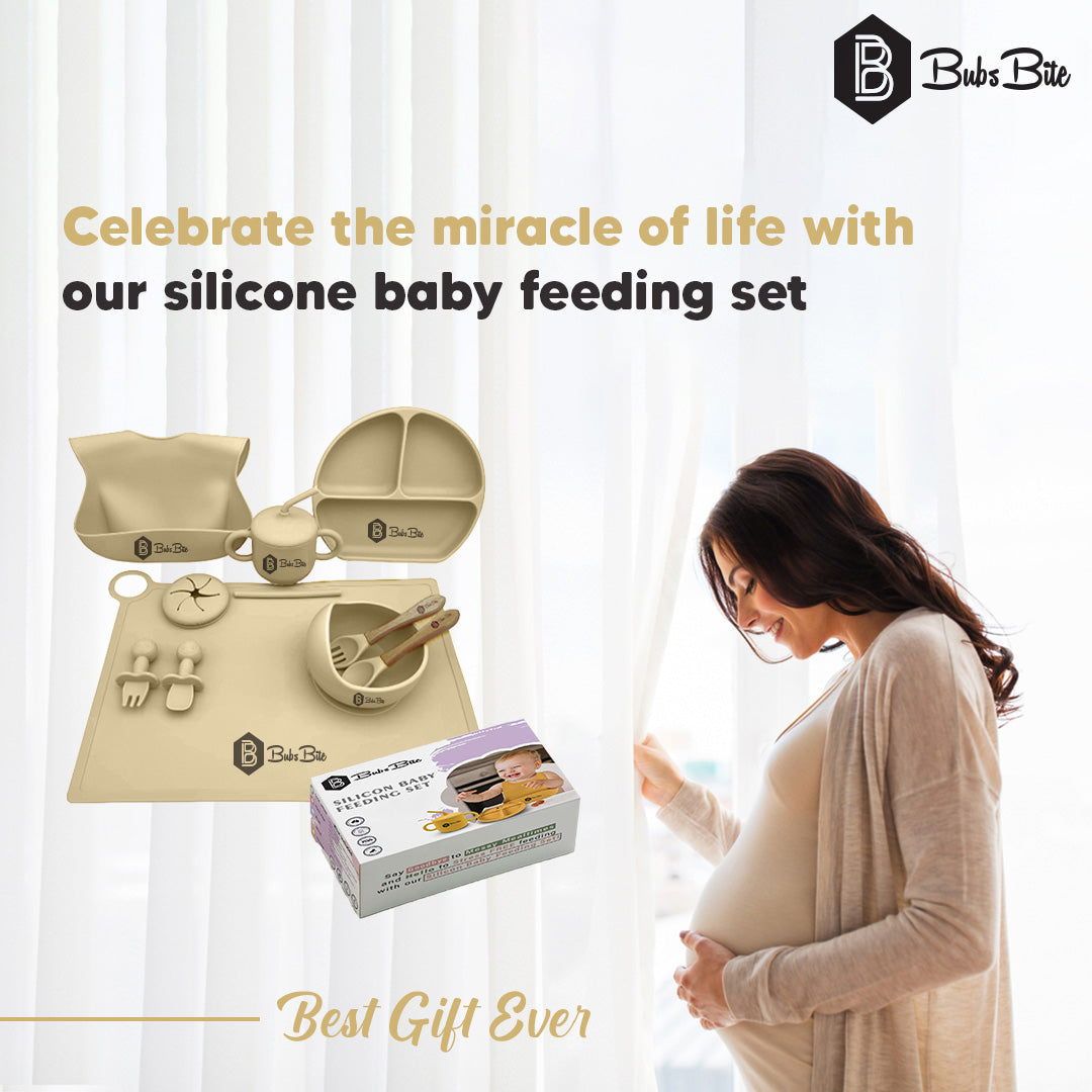 BubsBite Australia | 13 Pcs Starting Solids Silicone Baby Feeding Set | All In One Baby Feeding Essentials Kit - Beige
