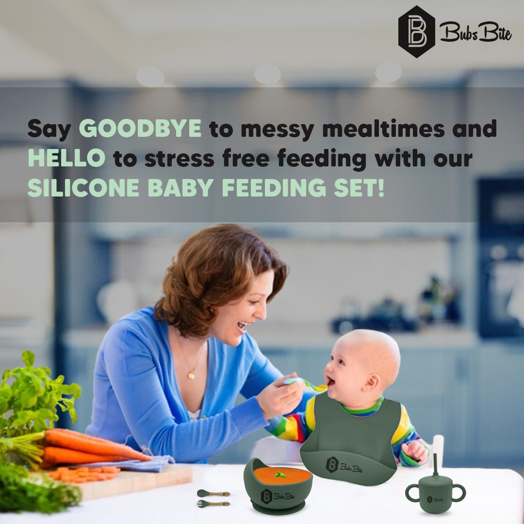 BubsBite Australia | 13 Pcs Starting Solids Silicone Baby Feeding Set | All In One Baby Feeding Essentials Kit - Sage Green
