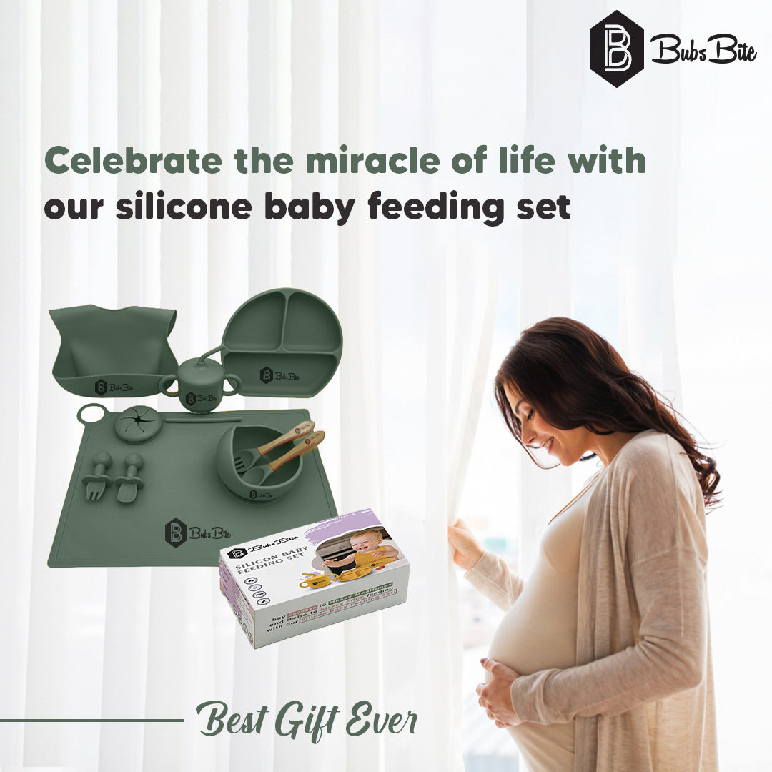 BubsBite Australia | 13 Pcs Starting Solids Silicone Baby Feeding Set | All In One Baby Feeding Essentials Kit - Sage Green