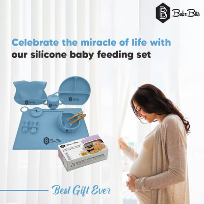 BubsBite Australia | 13 Pcs Starting Solids Silicone Baby Feeding Set | All In One Baby Feeding Essentials Kit - Blue