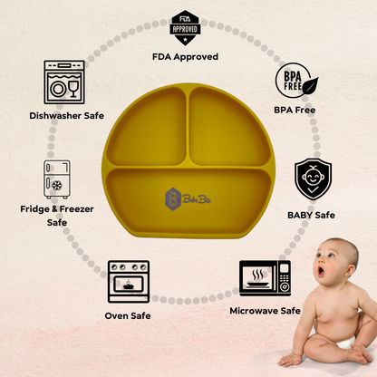 BubsBite Australia | 13 Pcs Starting Solids Silicone Baby Feeding Set | All In One Baby Feeding Essentials Kit - Mustard