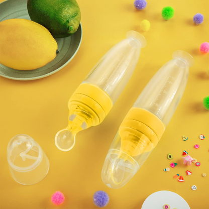 2 Pcs Silicone Baby Food Dispensing Spoon | Yellow