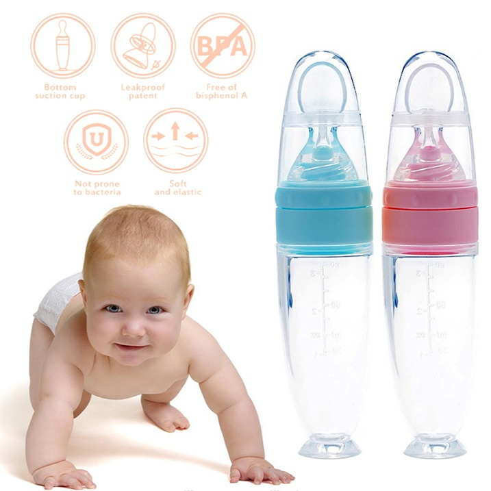 LNKOO Silicone Baby Food Dispensing Spoon - Squeeze Feeder with