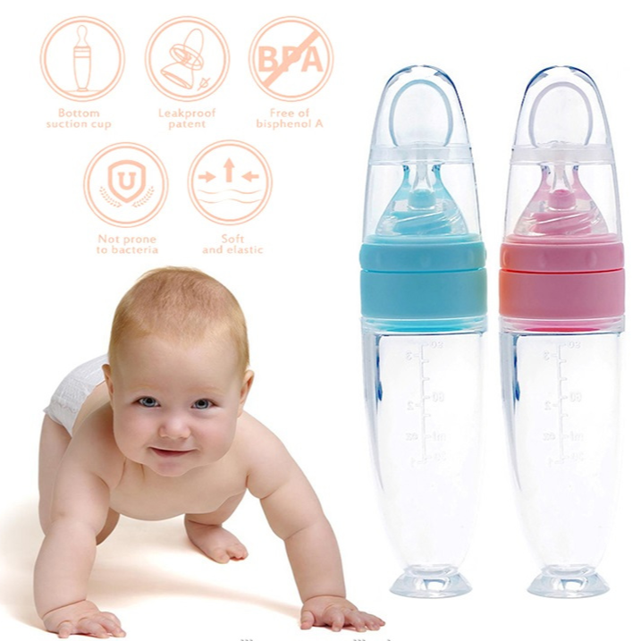 2 Pcs Silicone Baby Food Dispensing Spoon | Pink