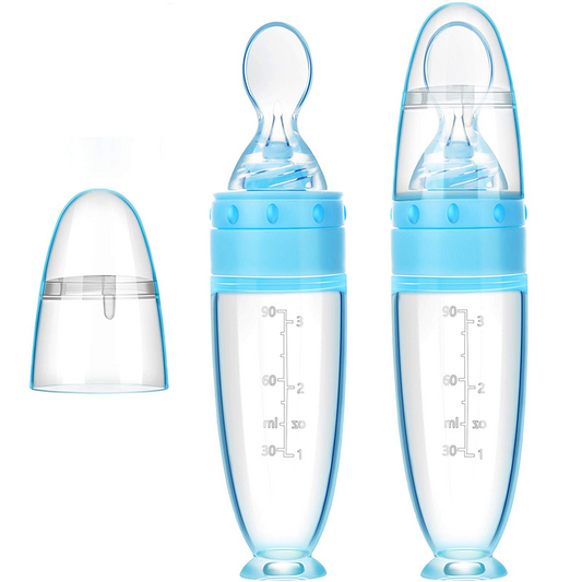 2 Pcs Silicone Baby Food Dispensing Spoon | Blue