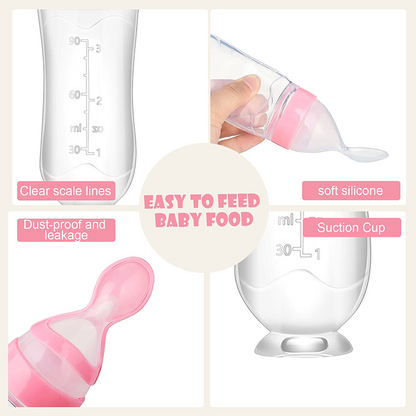 2 Pcs Silicone Baby Food Dispensing Spoon | Pink