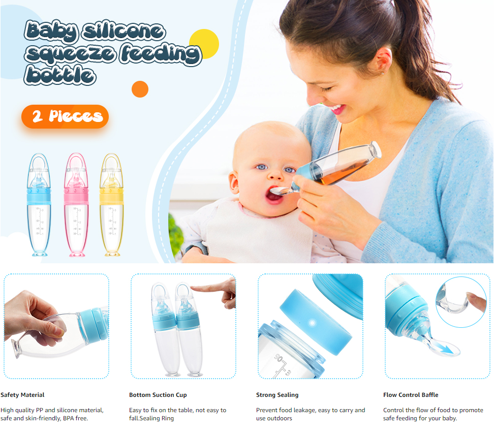 2 Pcs Silicone Baby Food Dispensing Spoon | Yellow