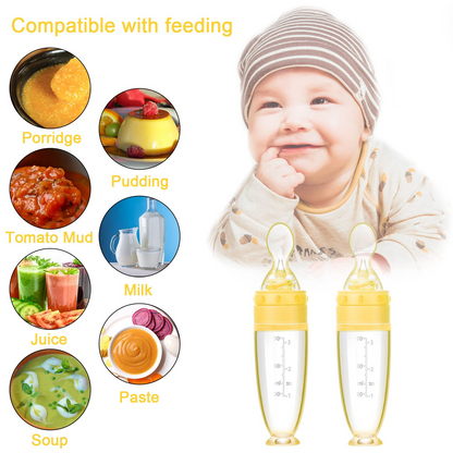 2 Pcs Silicone Baby Food Dispensing Spoon | Yellow